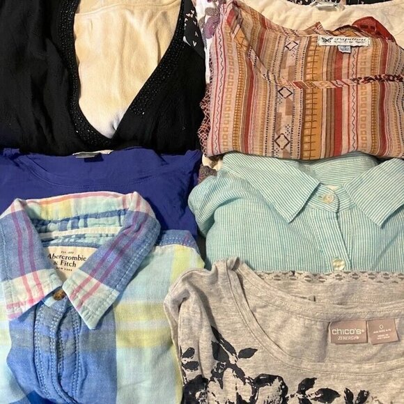 5 lb Reseller Lot Spring Long Sleeve Lightweight Tops Assorted Sizes And Brands - Picture 2 of 4